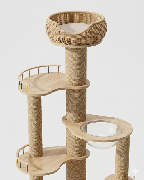 OEM Custom Wooden Cat Tree for Pet Furniture Brand