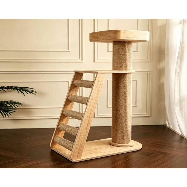 Sisal cat scratching post with a stable base to encourage healthy scratching behavior in indoor cats.